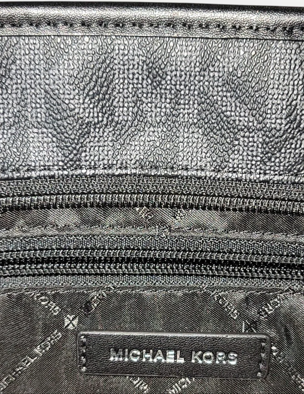Michael Kors Jet Set Travel Top Zip Signature Monogram Tote, Black Like New